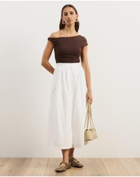 Atmos&Here - Cleo Cotton Button Midi Skirt