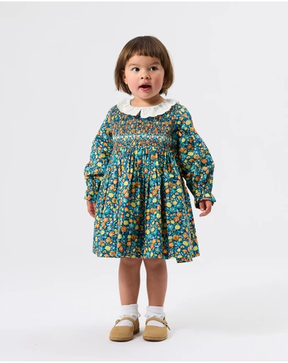 Goldie + Ace - Daphne LS Smocked Dress - Babies-Kids