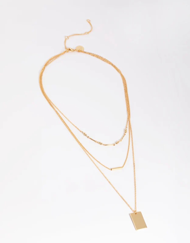 Lovisa - Gold Plated Rectangular Layered Necklace