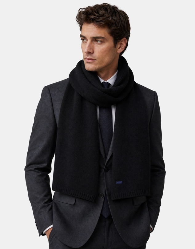 Henry Bucks - HENRY BUCKS Merino Wool Scarf BLACK