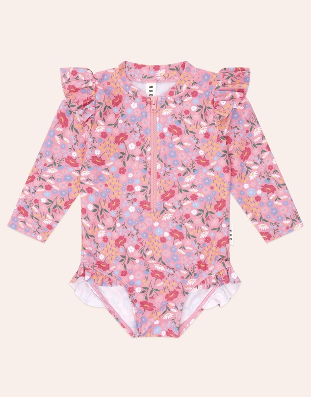 Huxbaby - Vintage Floral Frill Swimsuit - Babies-Kids
