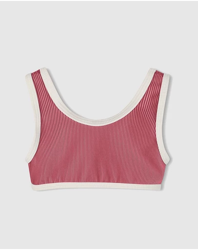 Zulu & Zephyr Mini - Mini Stripe Rib Scoop Bikini Top - Babies-Teens