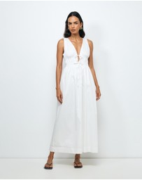 AERE - Indie Cotton Tie Front Midi Dress