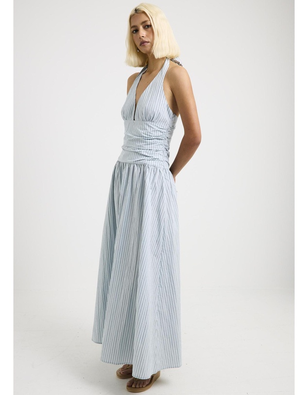 Subtitled - Alex Plunge Striped Maxi Dress