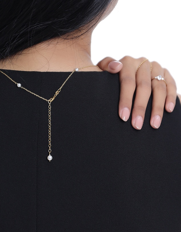 Elli Jewelry - Necklace Pearl Minimalist 925 Sterling Silver Gold-Plated