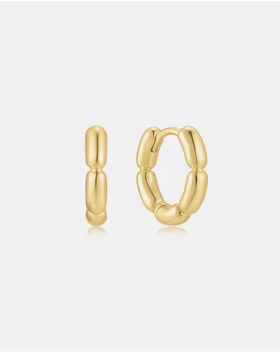 Ania Haie - Gold Segmented Puffy Huggie Earrings