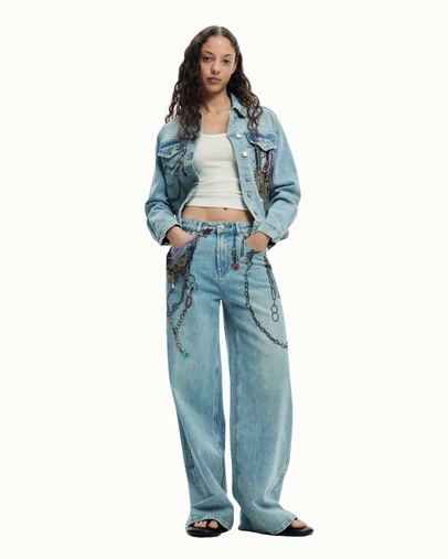 Desigual - Chain denim trousers