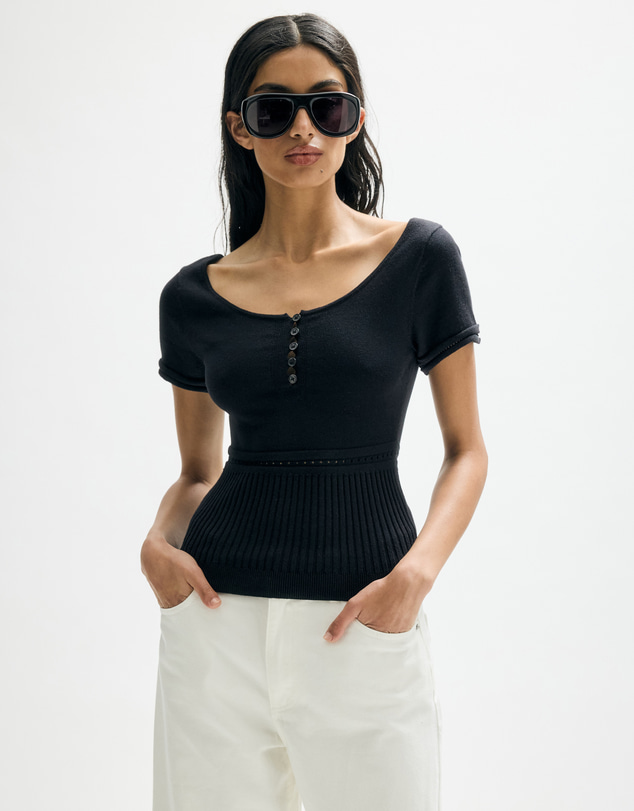 Minima Esenciales - Alouette Pointelle Knit Top