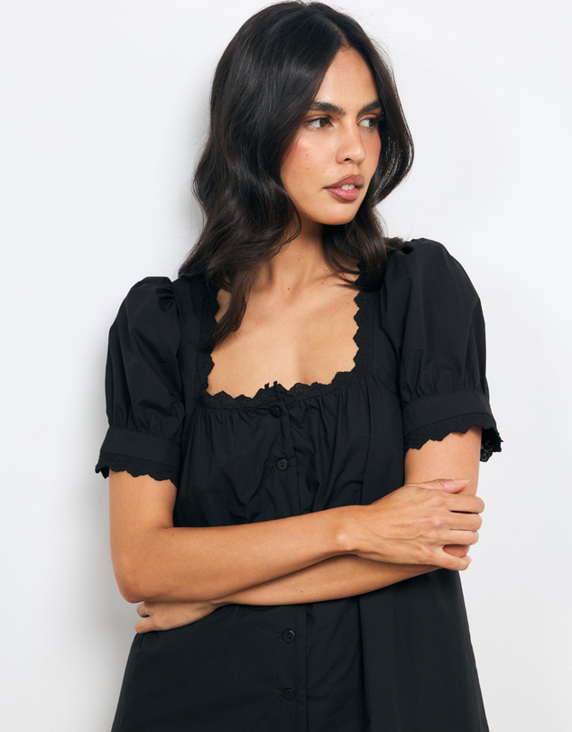 AERE - Sio Lace Trim Mini Dress