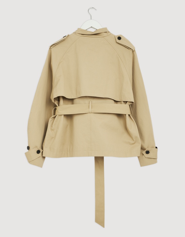 Revibe - Repaired AERE Sadie Funnel Neck Crop Trench Coat - AU 12