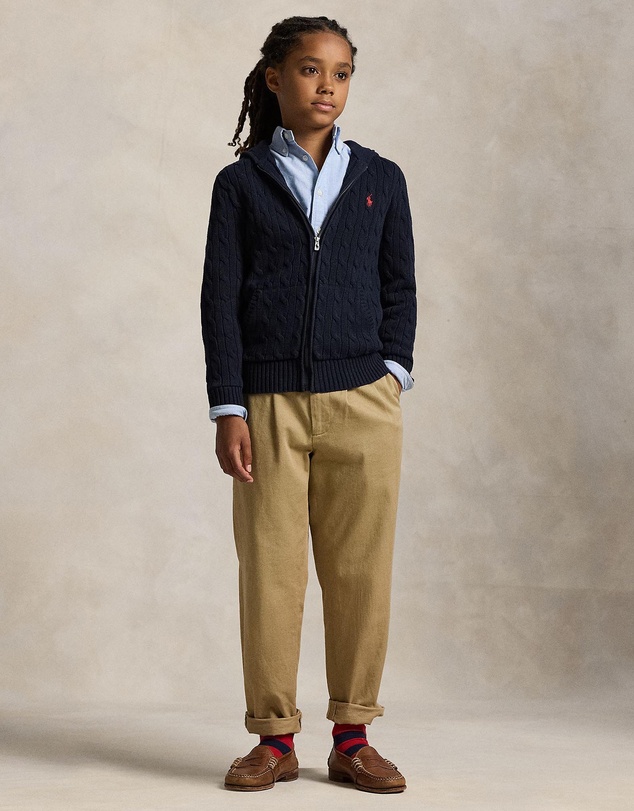 Polo Ralph Lauren - Cable Cotton Hooded Full-Zip Sweater - ICONIC EXCLUSIVE - Teens