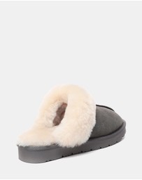 EVERAU - EverAU Ugg Muffin Slipper Suede Cow Suede Upper House Shoes