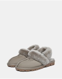 EVERAU - Australian Shepherd Ugg Waffle Fluffy Double Faced Sheepskin Upper House Shoes