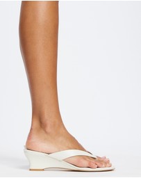 AERE - Leather Thong Wedge Heels