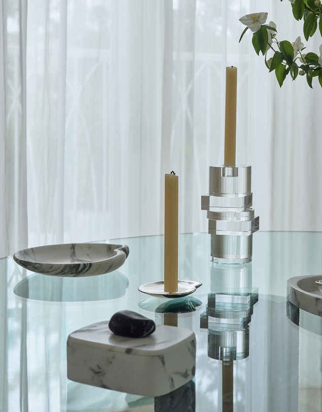 Greg Natale - Pila Crystal Candle Holder Clear