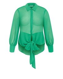 City Chic - Plus size Jane Tie Hem Shirt - kelly green
