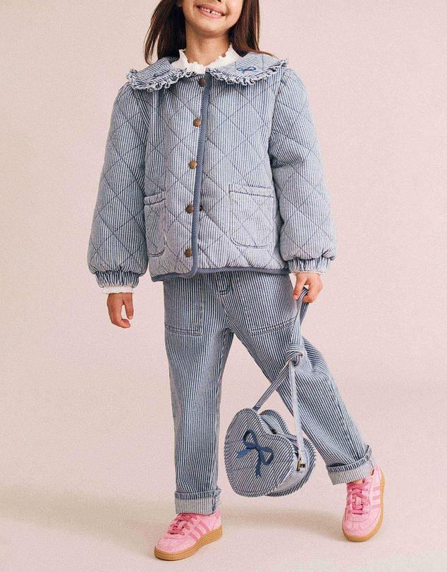 Huxbaby - Stripe Denim Bow Heart Handbag - Kids