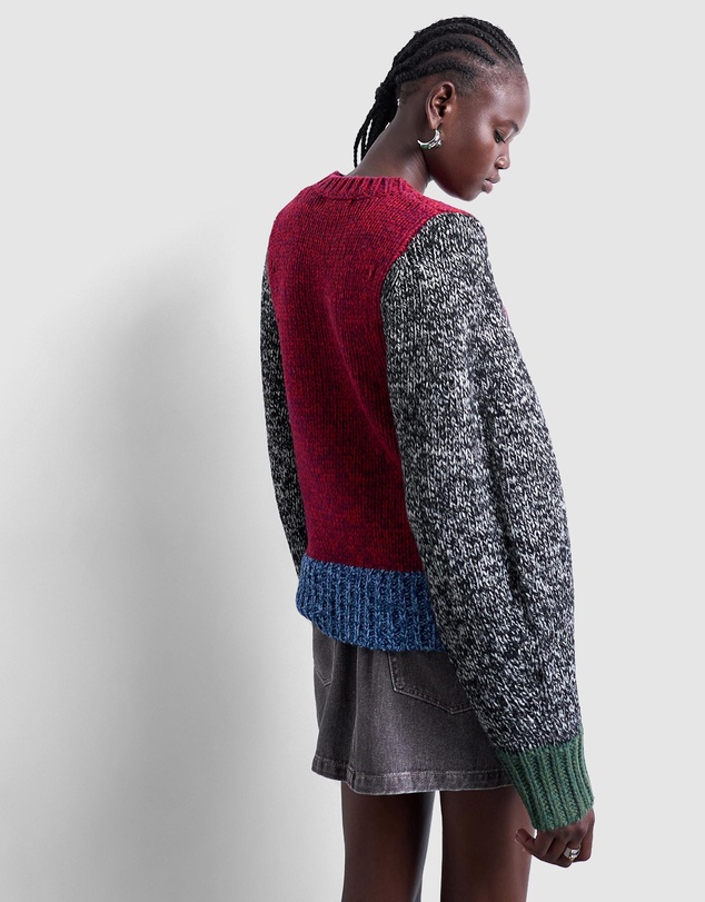 TOPSHOP - Knitted Twist Yarn Patchwork Volume Sleeve Jumper