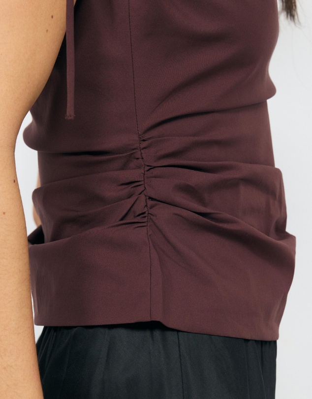 AERE - Evie Asymmetric Ruched Poplin Top