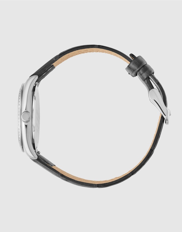Maxum - Sydney - Black Dial, Silver Tone Case & Black Leather Band