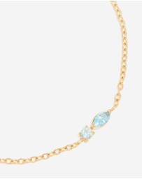 Lovisa - Waterproof Gold Plated Stainless Steel March Light Blue Cubic Zirconia Birthstone Bracelet