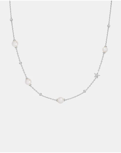 Ania Haie - Ania Haie Silver Pearl and Star Station Necklace
