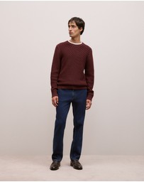 Trenery - Cotton Blend Textured Crew in Red Mahogany