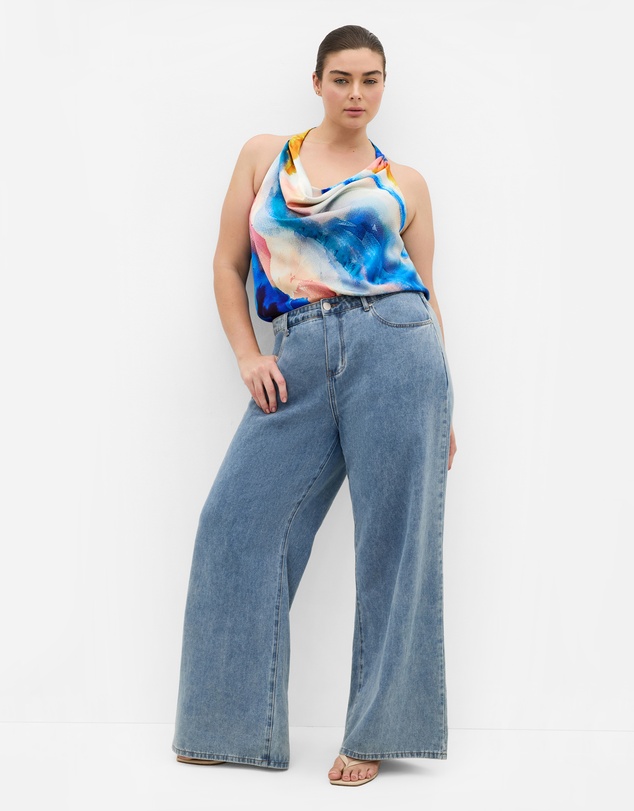 City Chic - Chloe Facet Print Cowl Neck Top