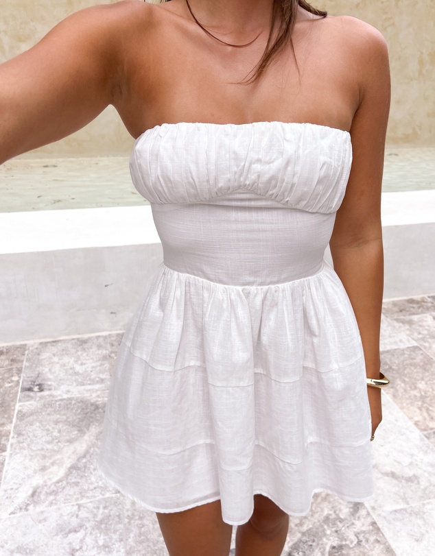 Beginning Boutique - Sinai White Strapless Mini Dress