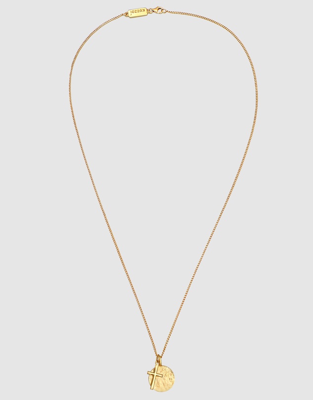 Kuzzoi - ICONIC EXCLUSIVE - Long Necklace with Cross Pendant in Gold-Plated 925 Sterling Silver