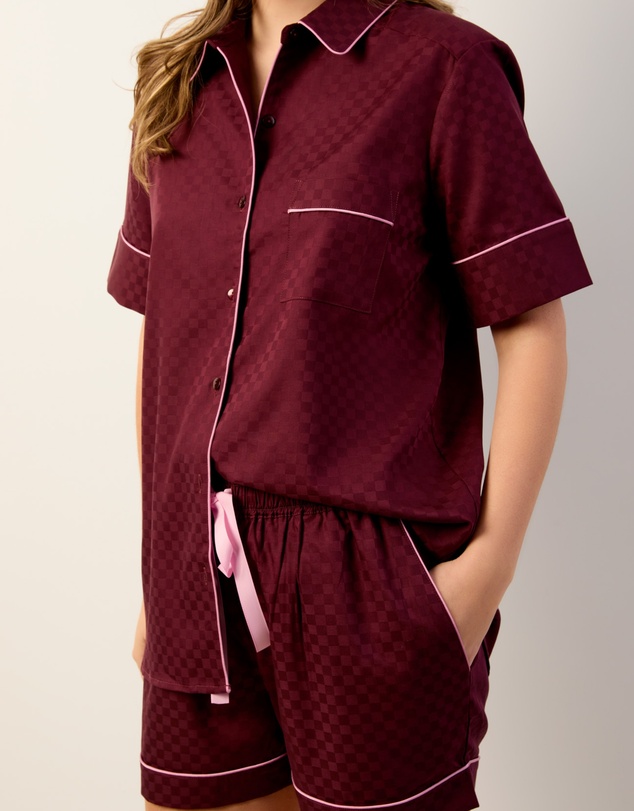 Wanderluxe Sleepwear - Bordeaux Boxer Set