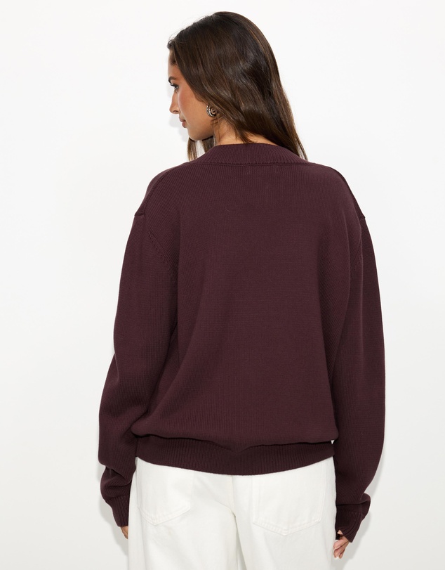 Dazie - Zara V-Neck Cotton Knit Jumper