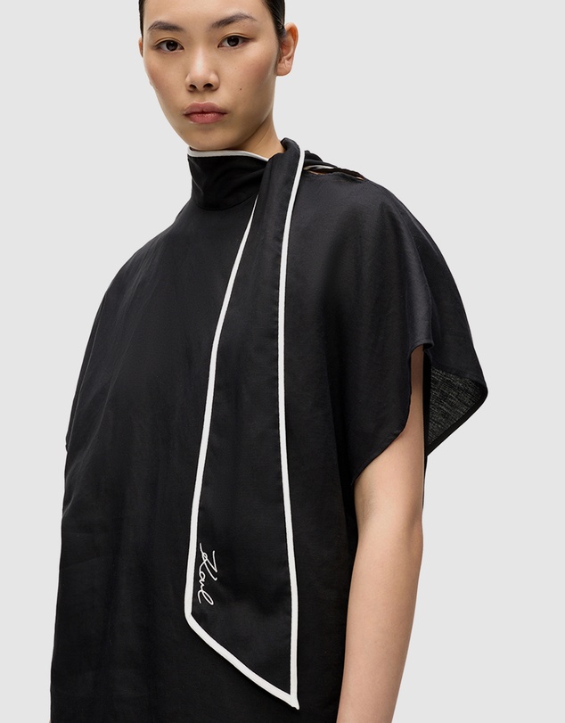 Karl Lagerfeld - Linen Blend Pipelined Blouse