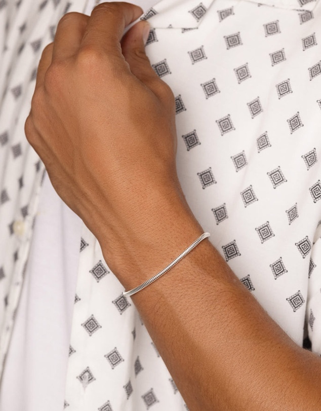 Nialaya Jewellery - Men's Silver Round Chain Bracelet