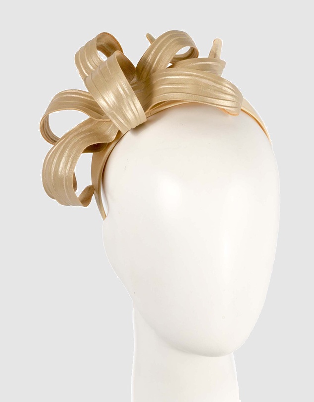 Max Alexander - Leather Leafs Gol Headband Fascinator