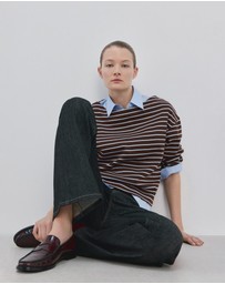 M.N.G - Striped Boat Neck Sweatshirt