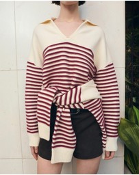 M.N.G - Striped Polo-Neck Sweater