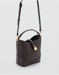M.N.G - Small Raffia Bucket Bag