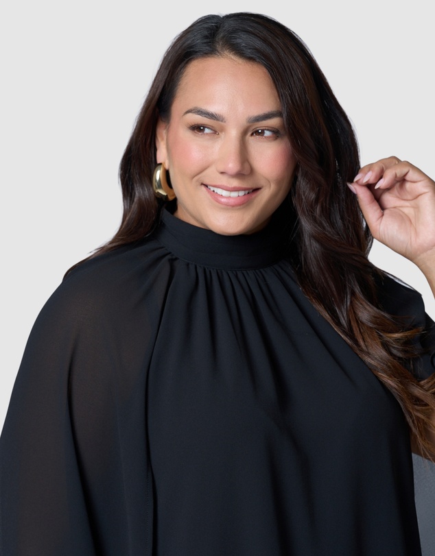 Pink Dusk by Curve Project - Fire and Rain Cape Blouse