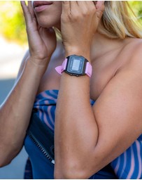 Maxum - Raglan Tide Watch – Black Case, Black Dial & Pink Silicone Strap