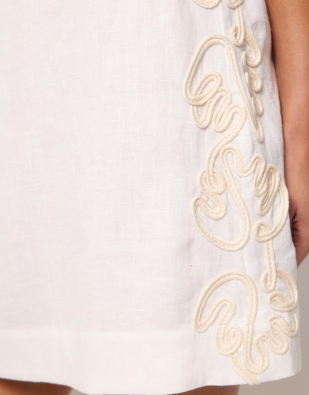 AERE - Quinn Embroidered Linen Mini Dress