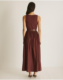 Atmos&Here - Mia Belted Poplin Maxi Dress