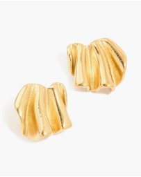 Lovisa - Waterproof Gold Plated Stainless Steel Wavy Fan Stud Earrings