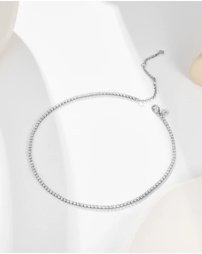 Mestige - Faye Tennis Choker - Silver Plated