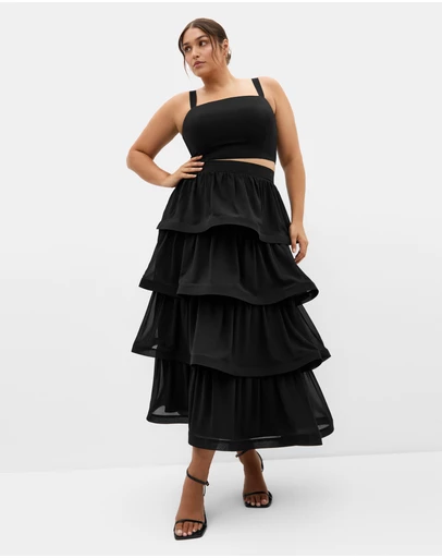 City Chic - Plus size Bianka Tiered Skirt - black