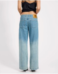 ONE TEASPOON - Low Riders Low Waist Wide Leg Denim Jeans - Texas Blue