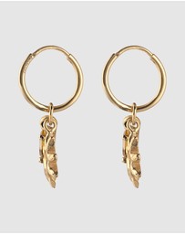 Elli Jewelry - Sunburst and Citrine Charm Hoops in Gold-Plated 925 Sterling Silver
