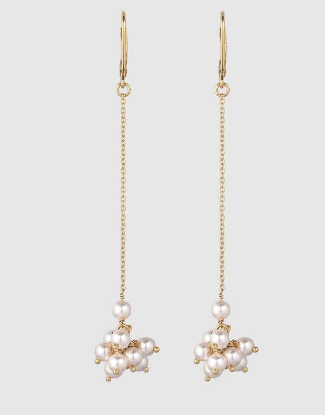 Elli Jewelry - Pearl Cluster Drop Earrings in Gold-Plated 925 Silver