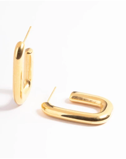 Lovisa - Waterproof Gold Plated Stainless Steel Rounded Square Hoop Earrings