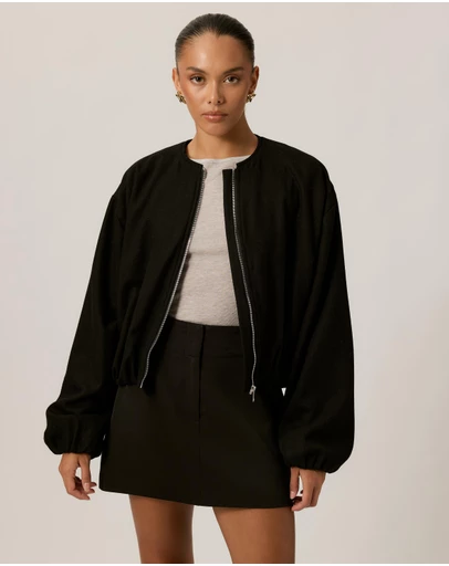 Tussah - Luna Wool Blend Cropped Bomber Jacket